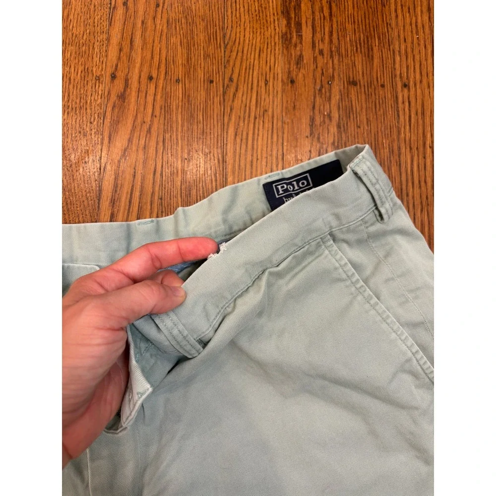 Polo Ralph Lauren Mens Chino Shorts Size 38 Light Green Cotton Twill Flat Front